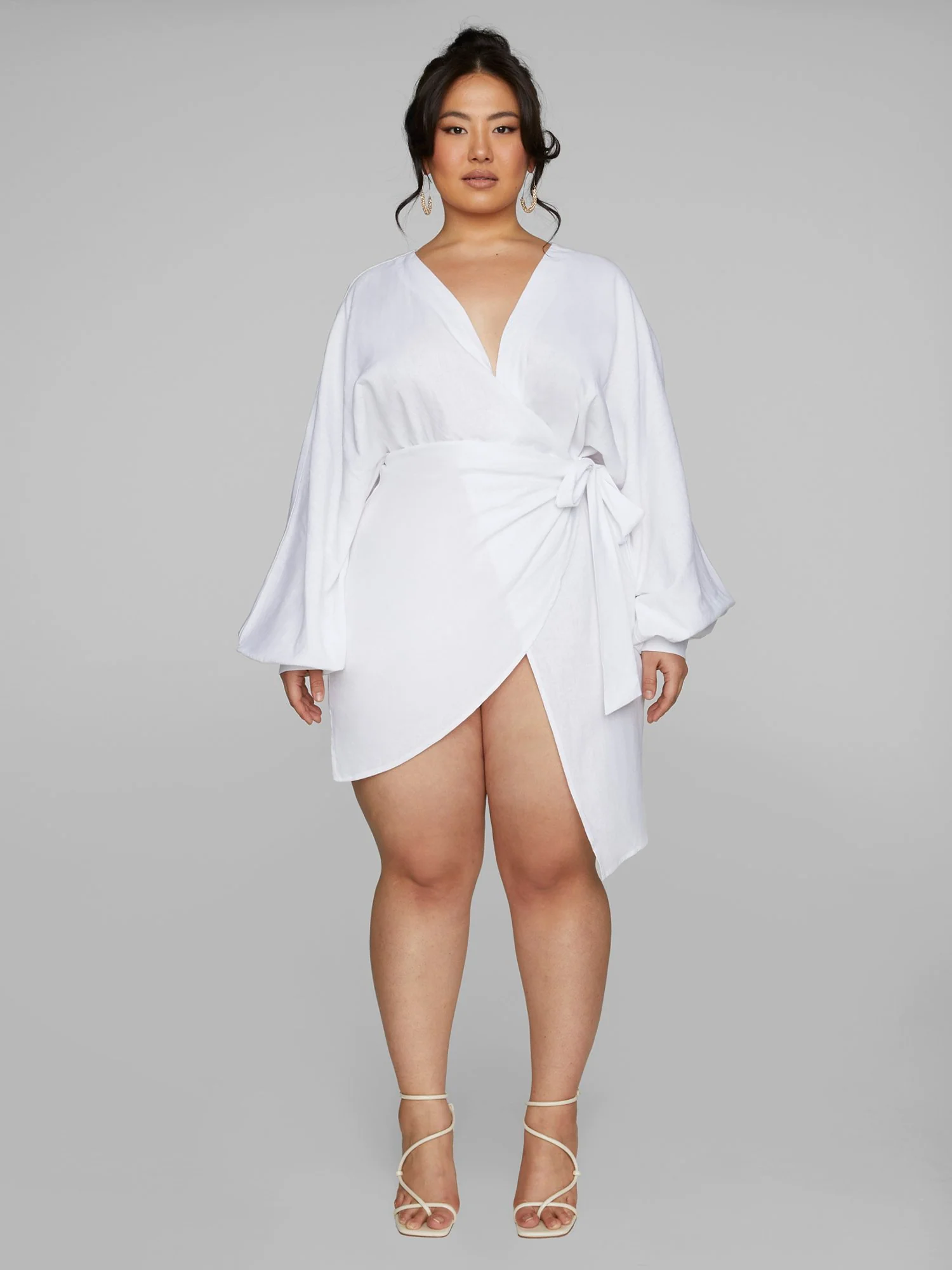 Venus Linen Wrap Mini Dress - Image 2
