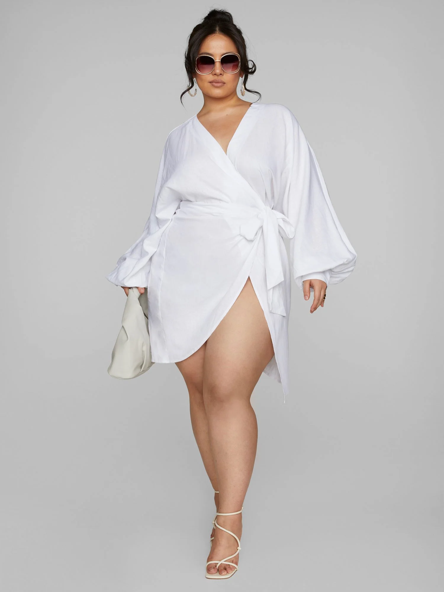 Venus Linen Wrap Mini Dress - Image 3