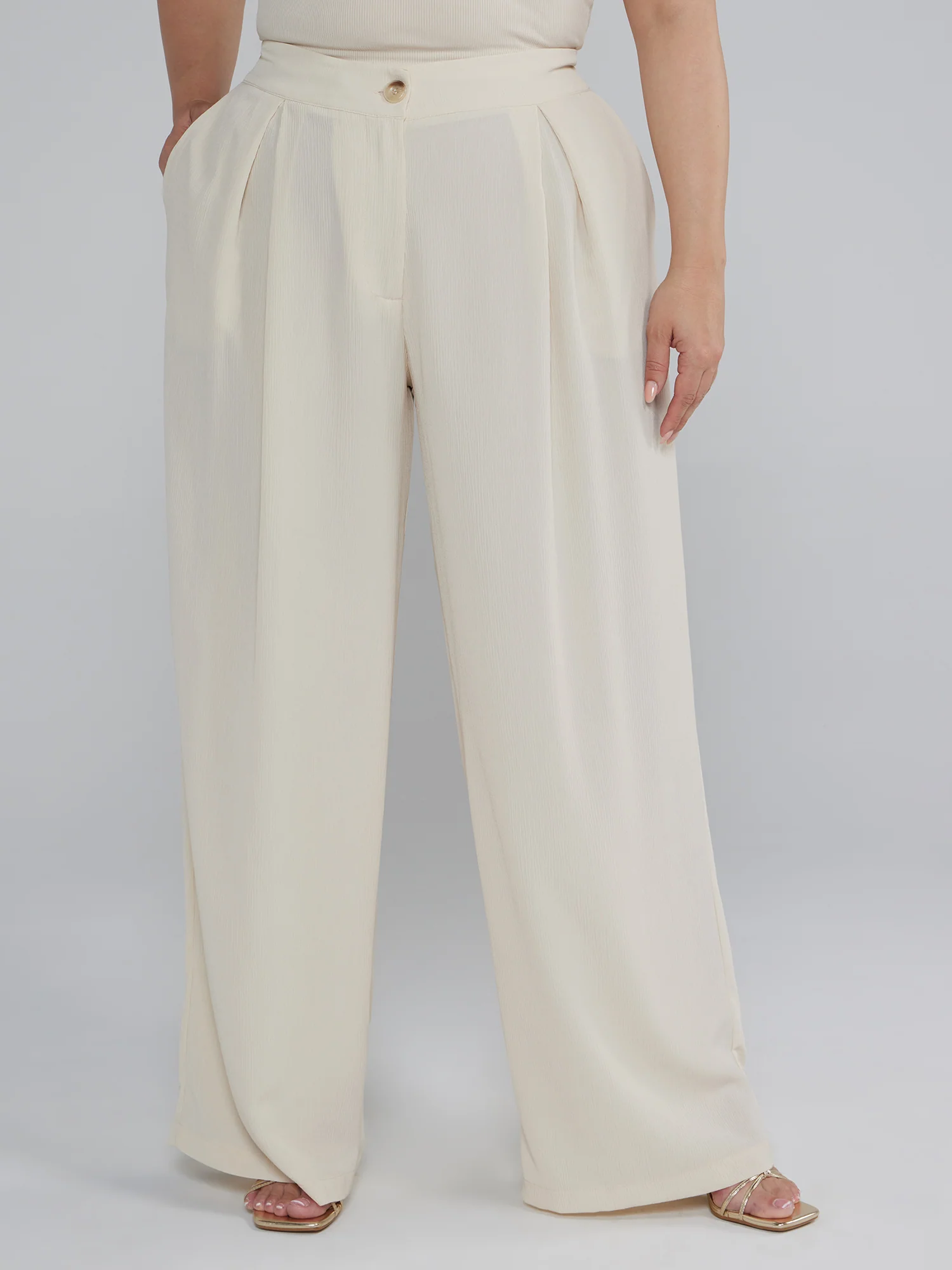 Wide Leg Pleated Pants - Image 6