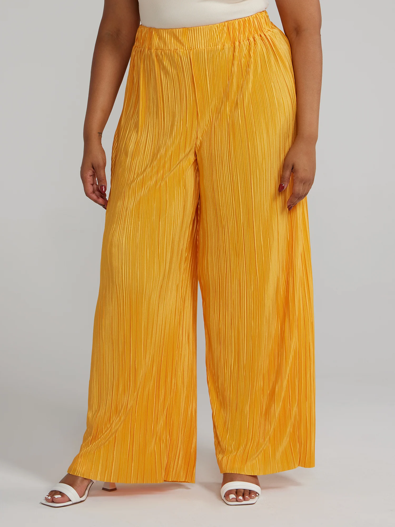 Wide Leg Plisse Pants