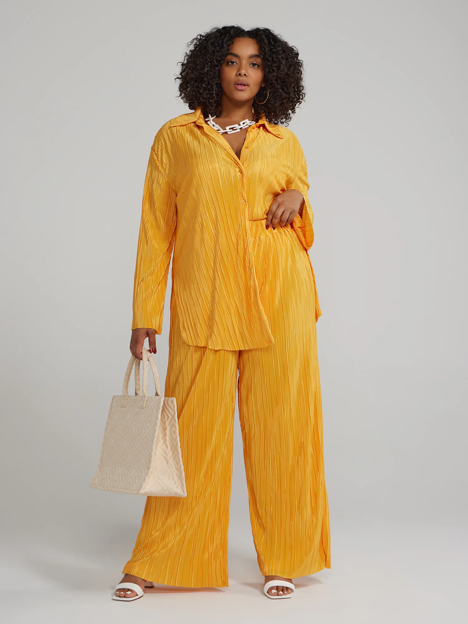 Wide Leg Plisse Pants - Image 4