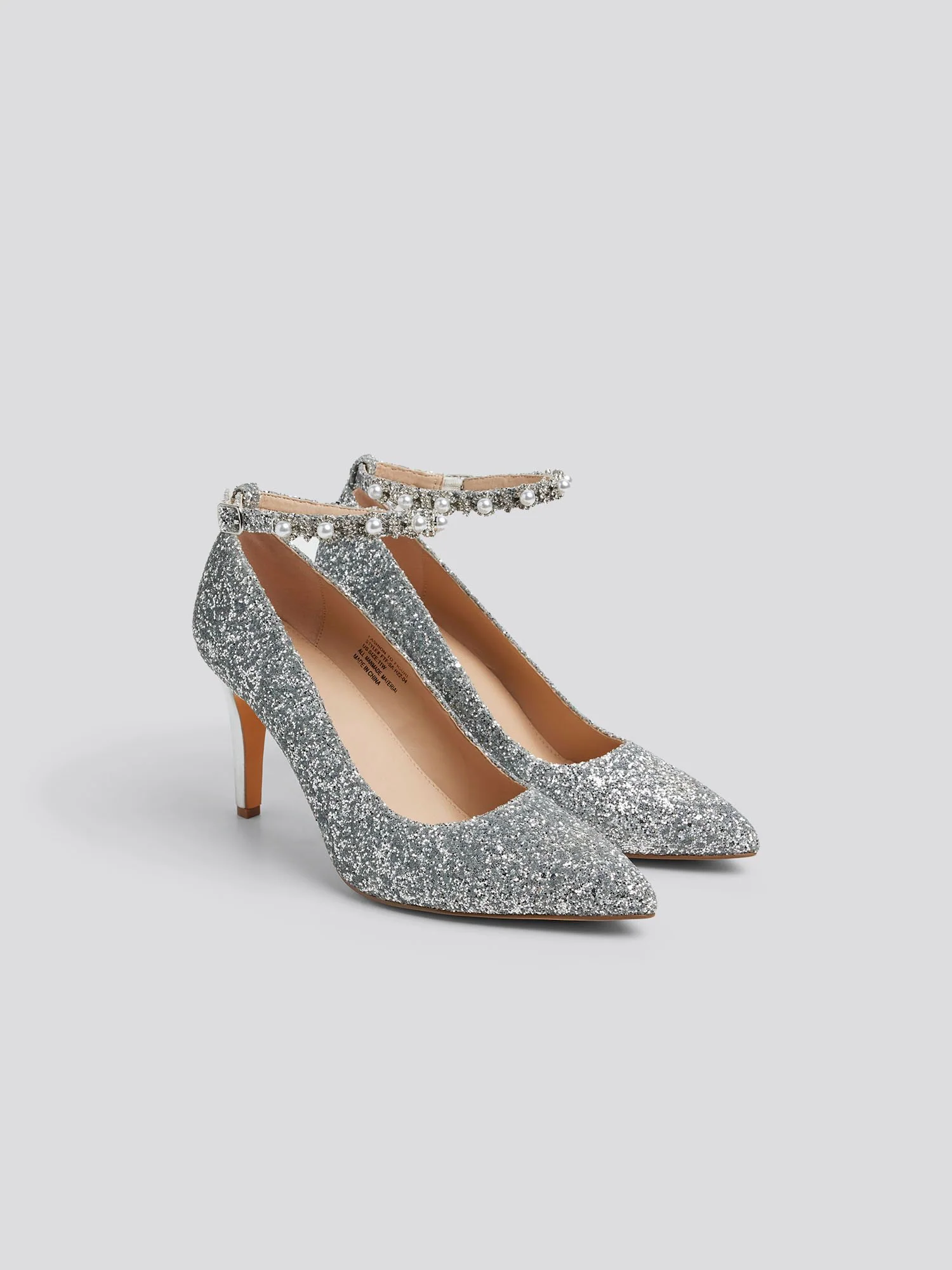 Yessica Wide Width Ankle Strap Glitter Heels - Image 3