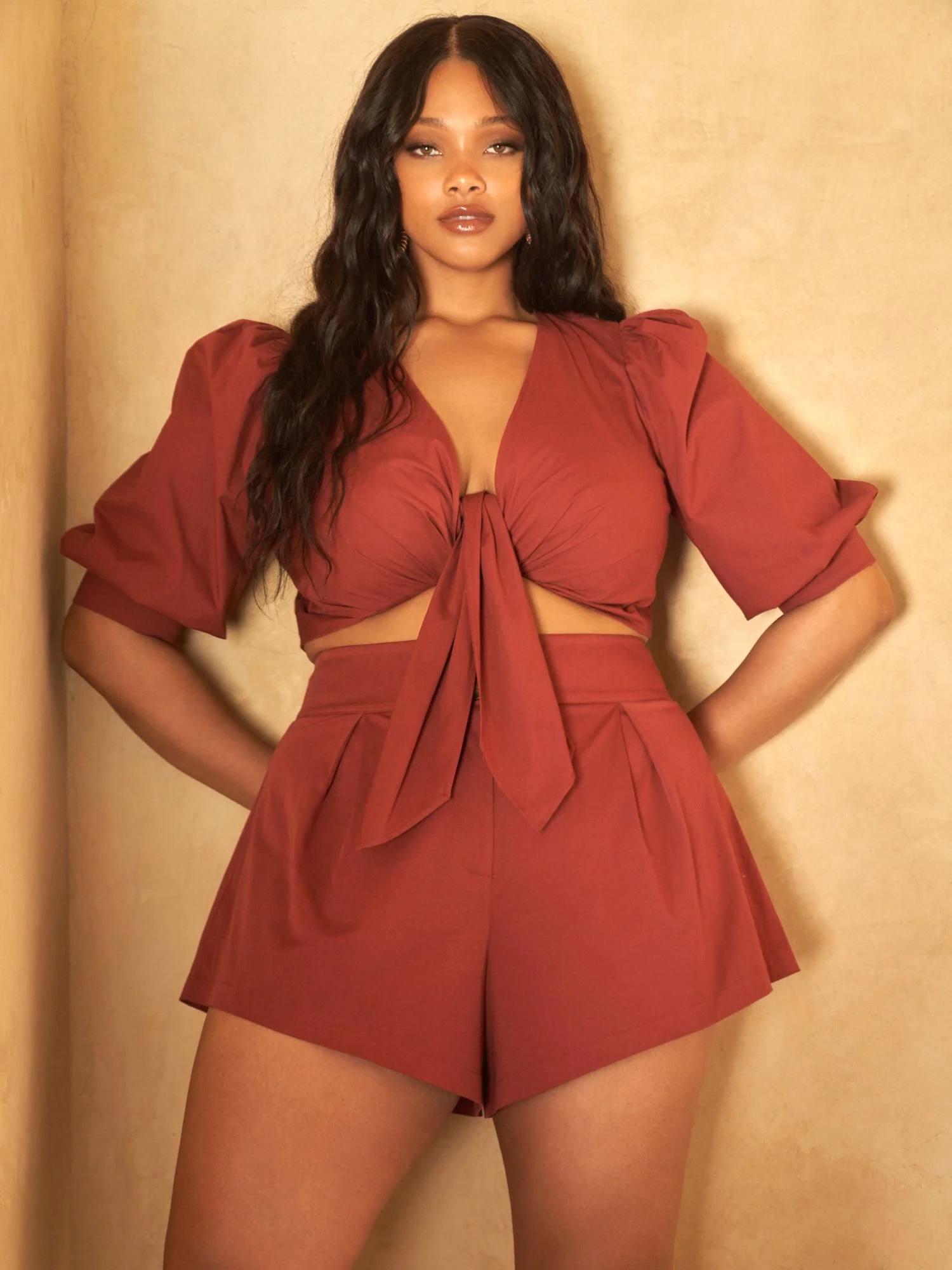 Zahara Puff Sleeve Tie Front Top - Image 5