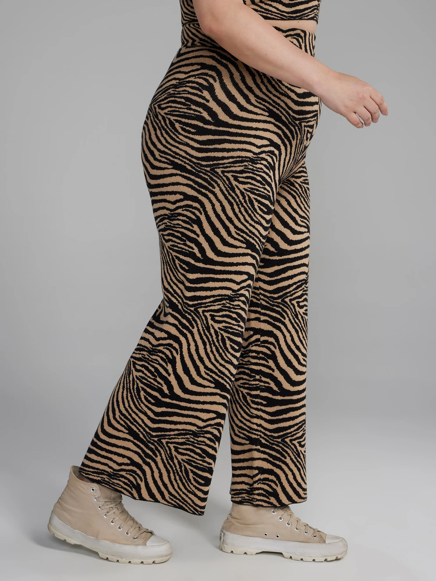 Zebra Print Flare Leg Sweater Pants - Image 2