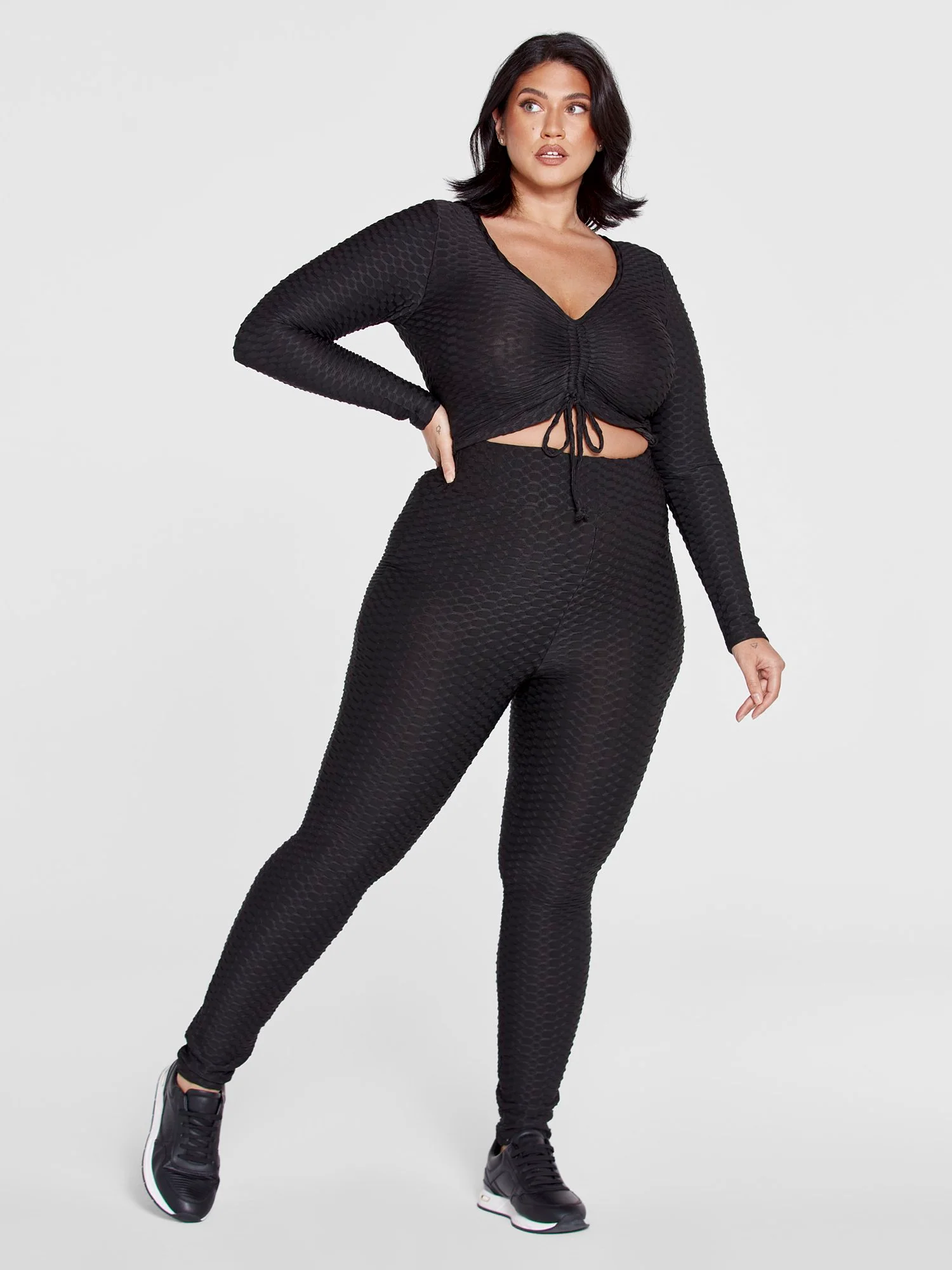 Zoe Honeycomb Textured Ruched Top - Image 4