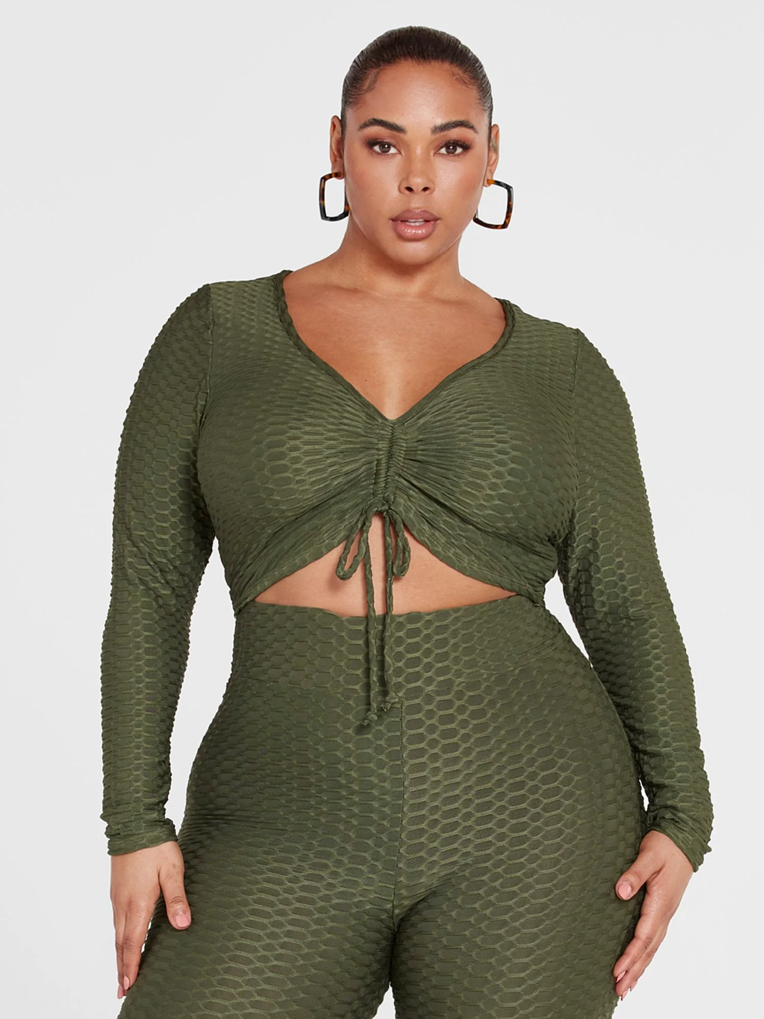 Zoe Honeycomb Textured Ruched Top - Image 8