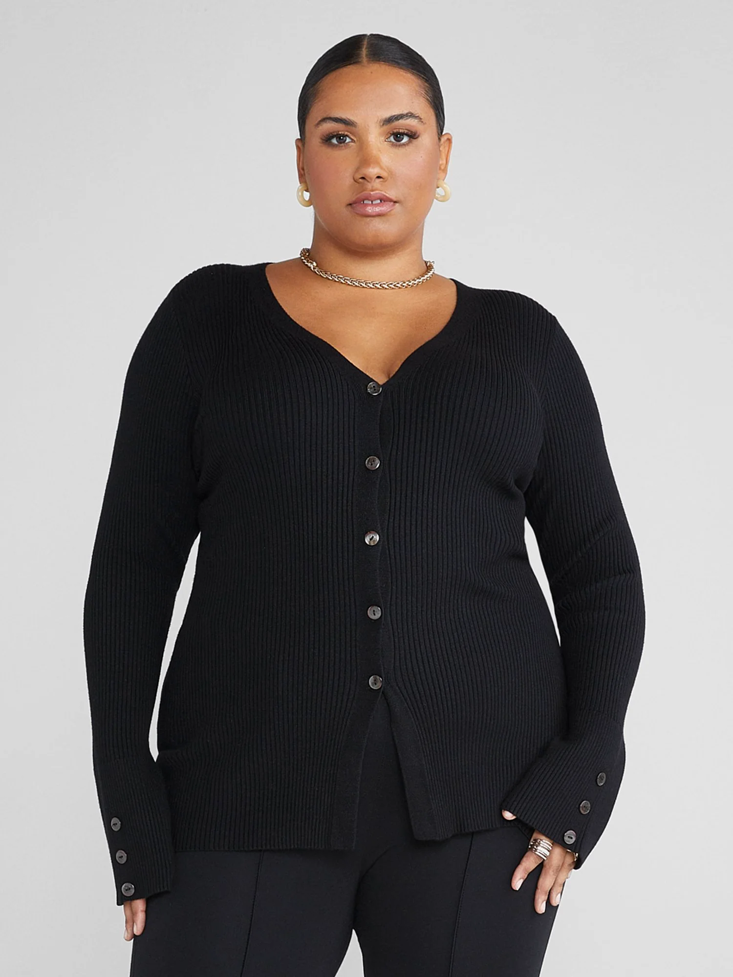 Reena Button-Down Ribbed Knit Cardigan - Image 2