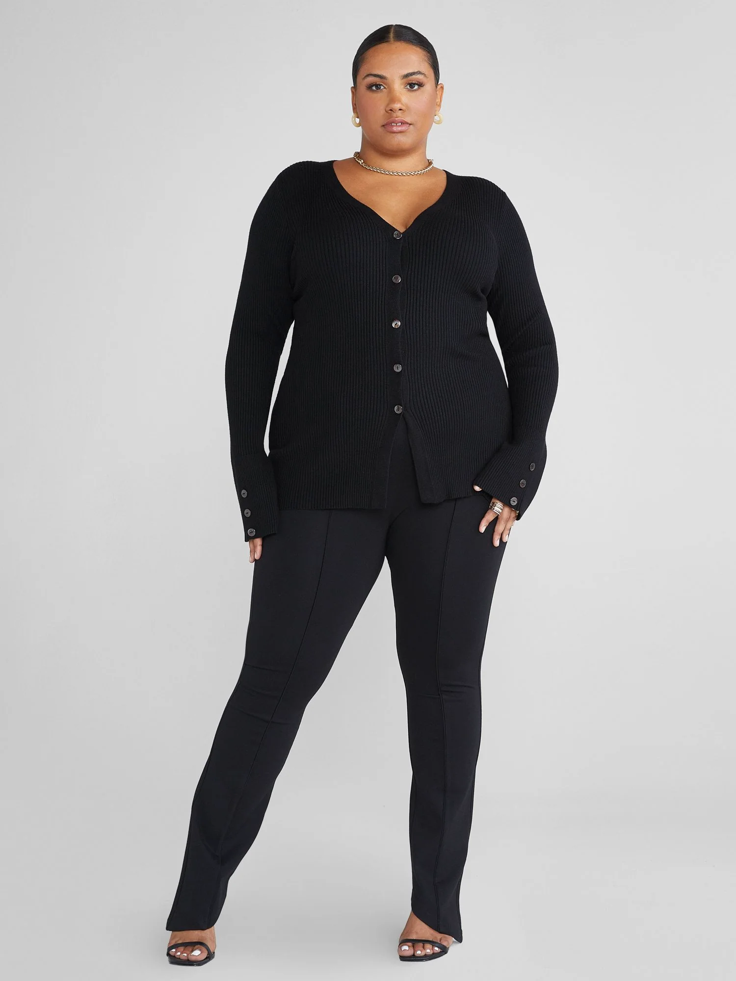 Reena Button-Down Ribbed Knit Cardigan - Image 5