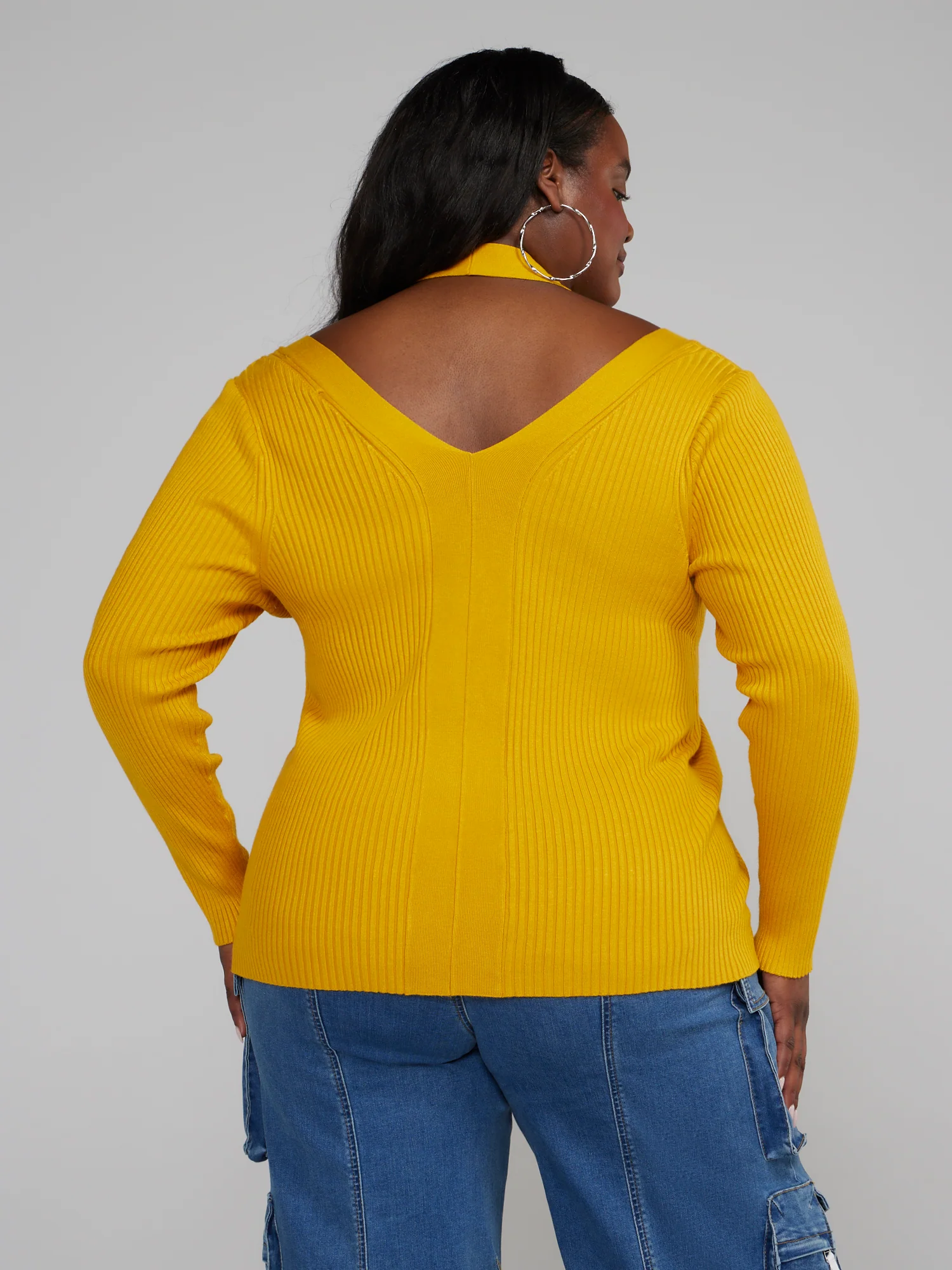 Ribbed Knit Cutout Button-Down Sweater - Image 7