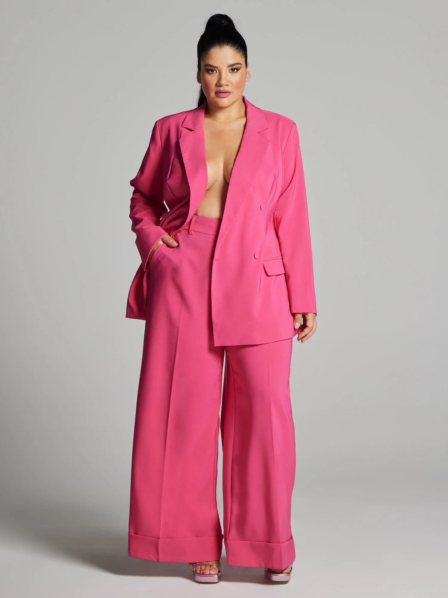 Sandra High Waisted Pleated Cuffed Pants