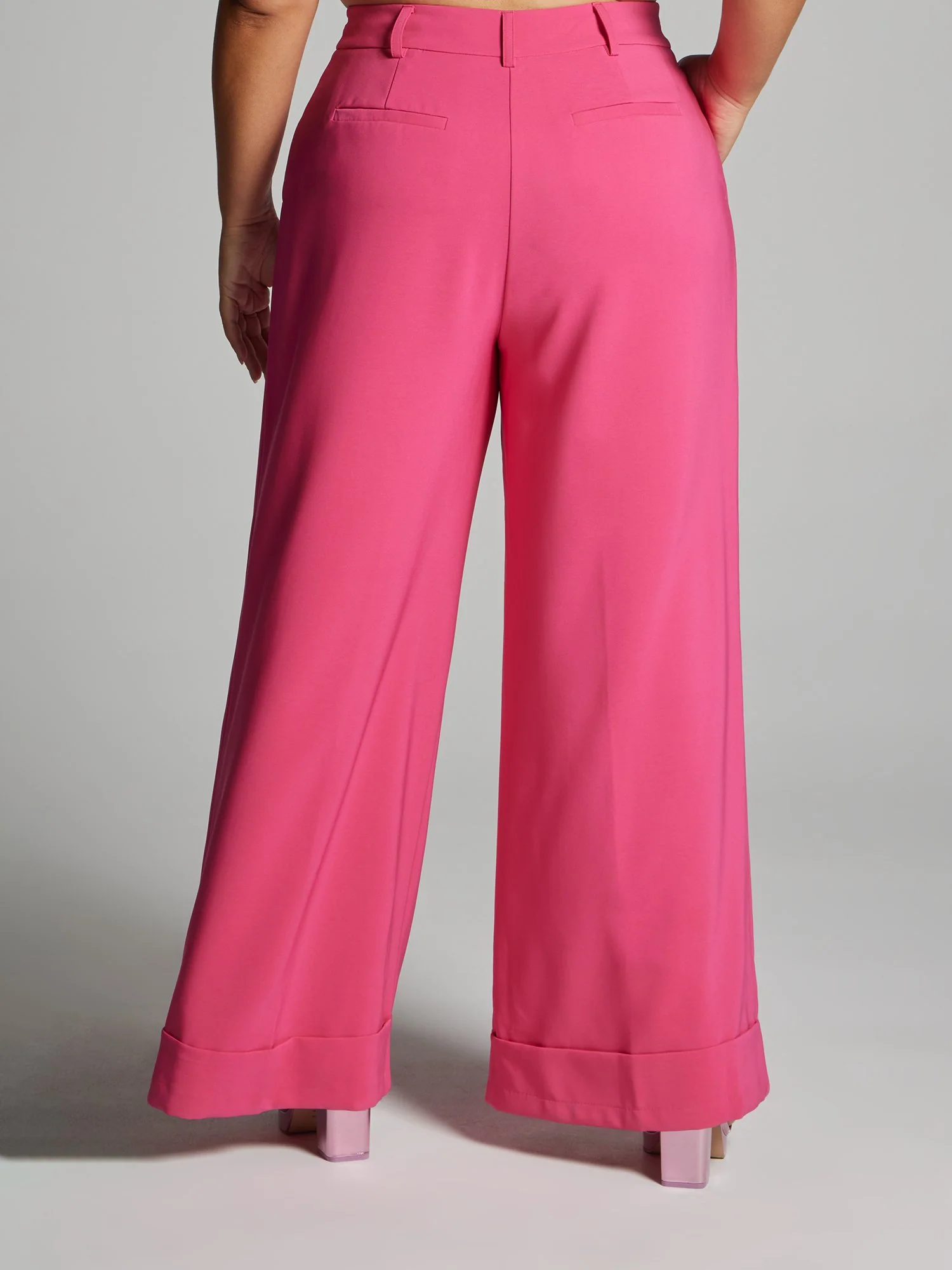 Sandra High Waisted Pleated Cuffed Pants - Image 3