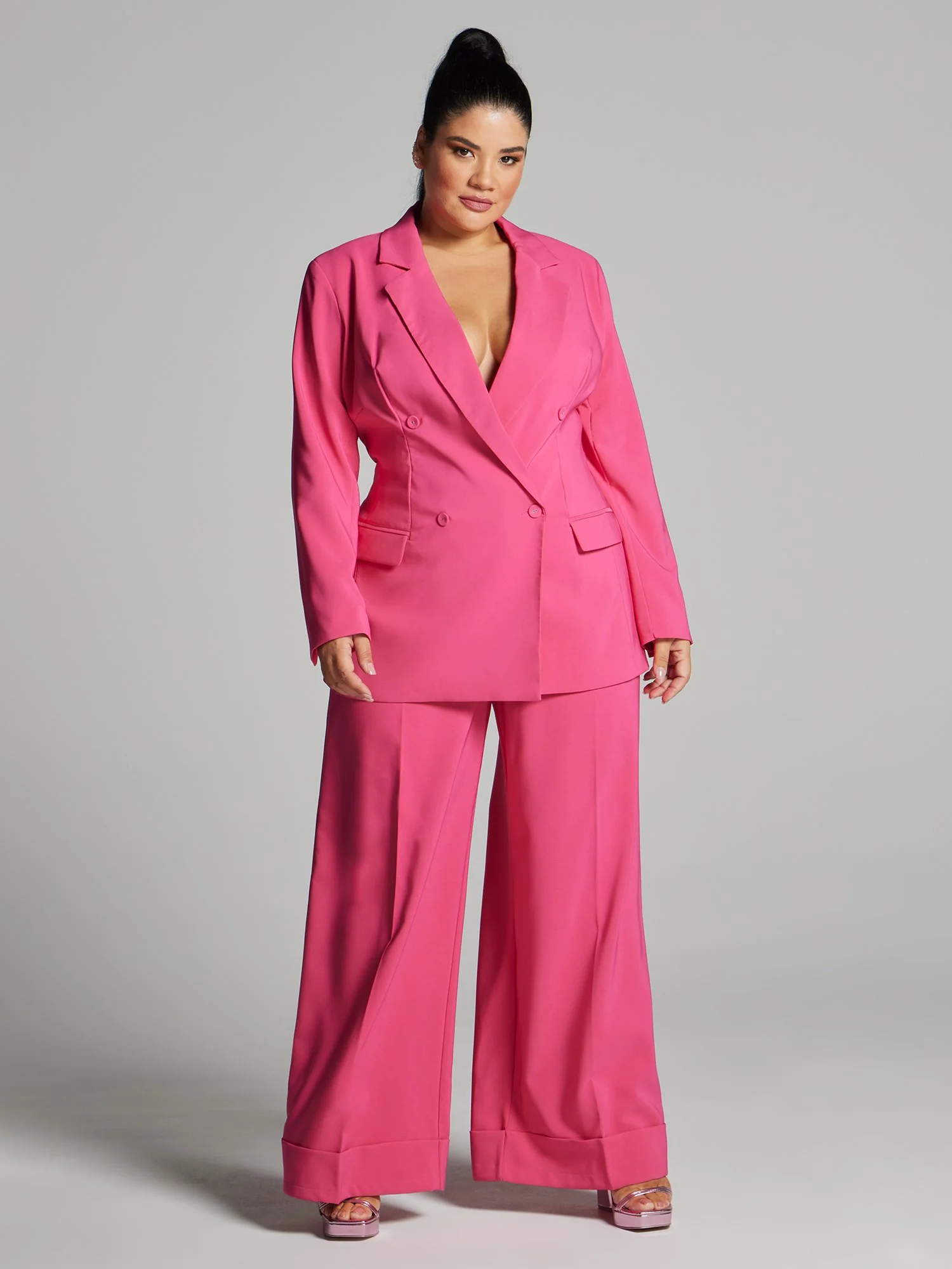 Sandra High Waisted Pleated Cuffed Pants - Image 5