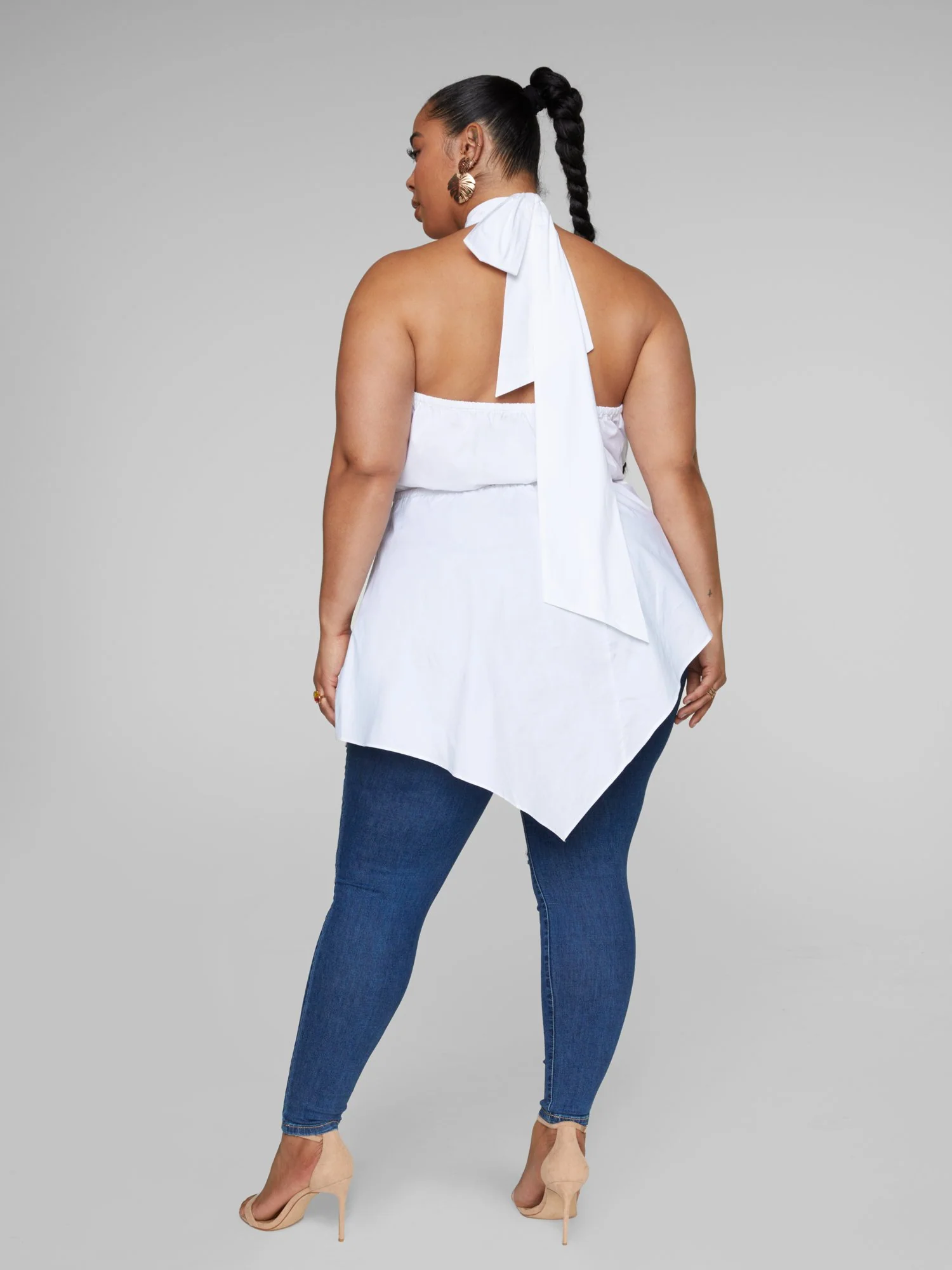 Selah Halter Style Asymmetrical Peplum Blouse - Image 4