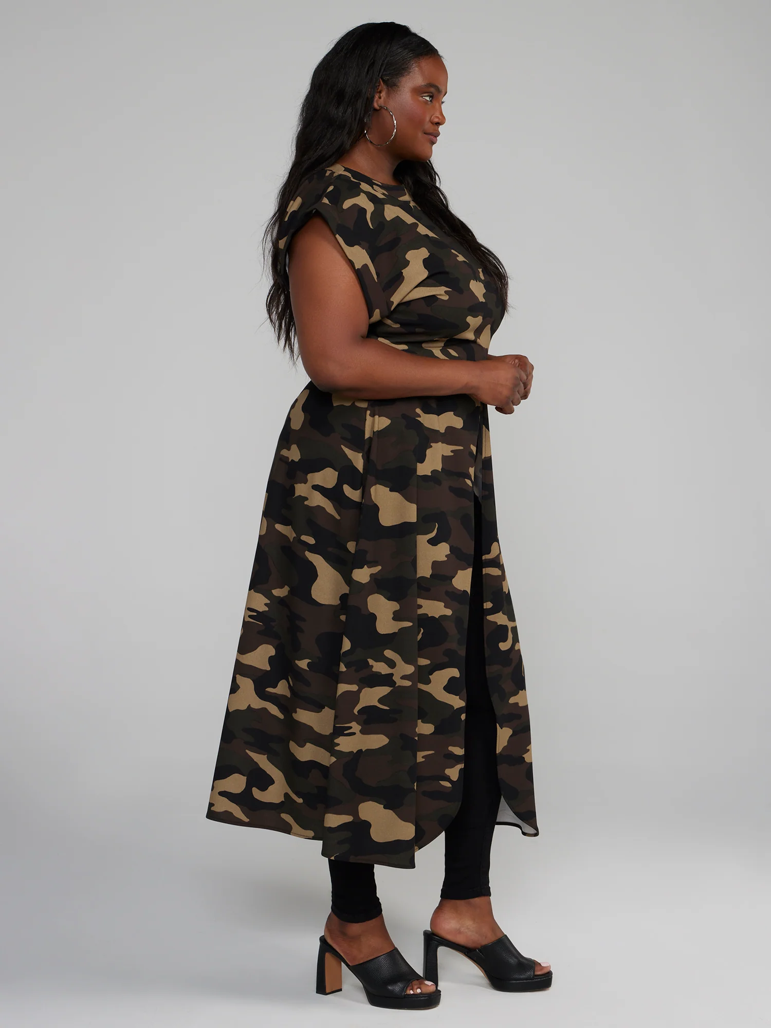 Split Front Camo Tunic Top - Image 2