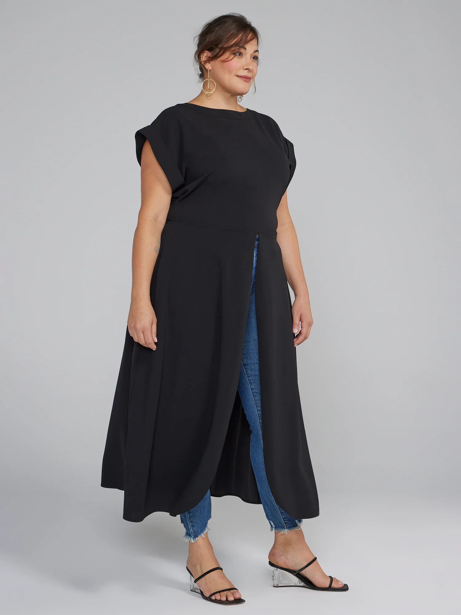 Split Front Knit Tunic Top - Image 2