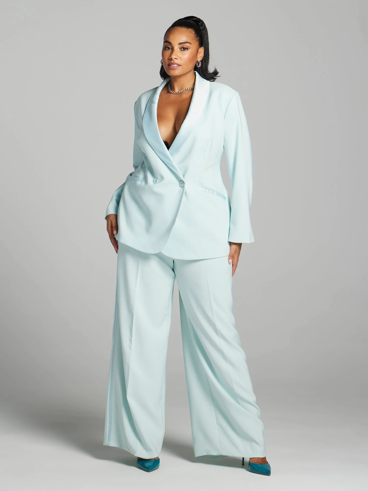 Teagan Satin Trim Single-Breasted Blazer - Image 3