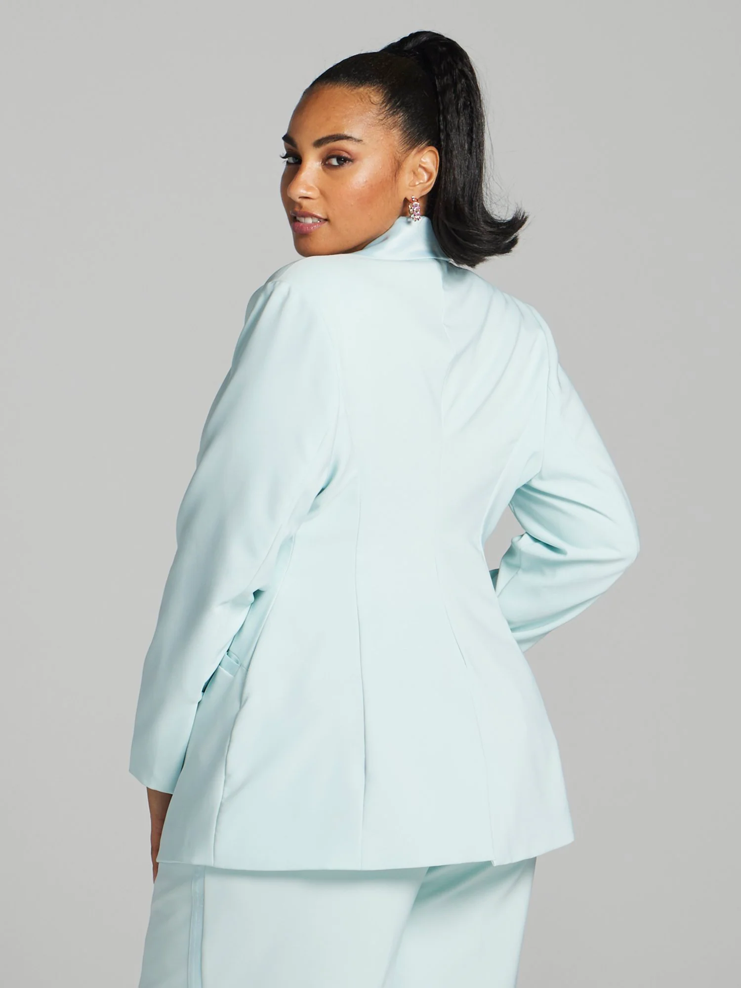 Teagan Satin Trim Single-Breasted Blazer - Image 4