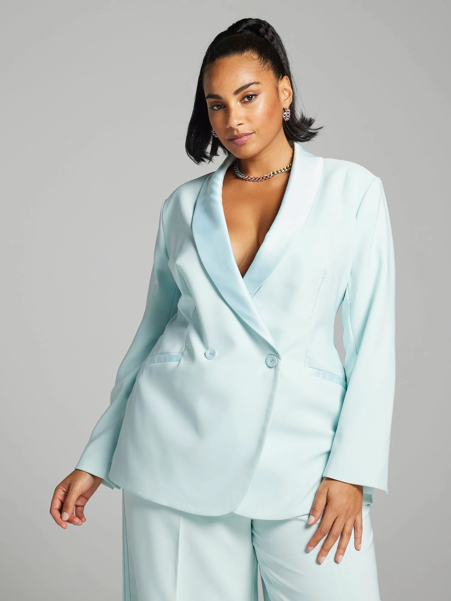 Teagan Satin Trim Single-Breasted Blazer - Image 5