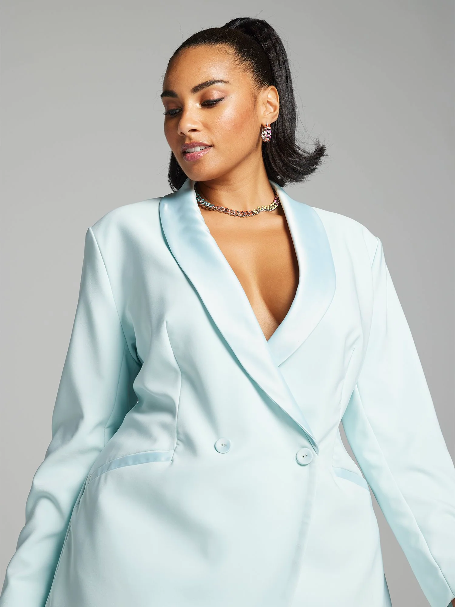 Teagan Satin Trim Single-Breasted Blazer - Image 6
