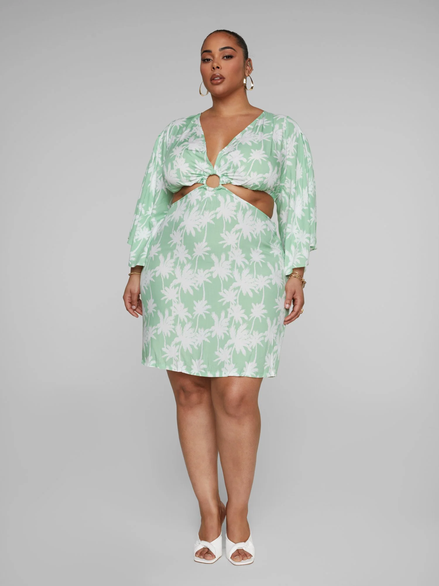 Tika Palm Print O-Ring Dress